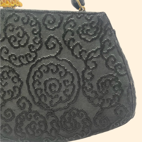 Lewis Vintage 1960s Black Embroidered Evening Handbag - Picture 8 of 11